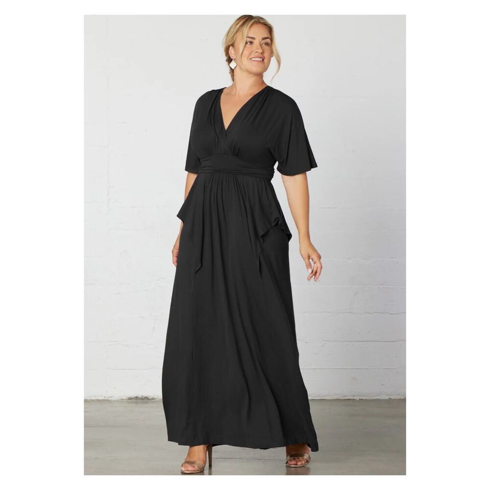 Kiyonna Black Indie Flair Knit Maxi Dress Sz 3X